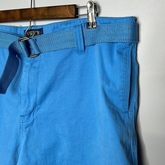 VISITOR BLUE SIZE 40 FLAT FRONT COTTON SHORTS - Picture 3 of 6